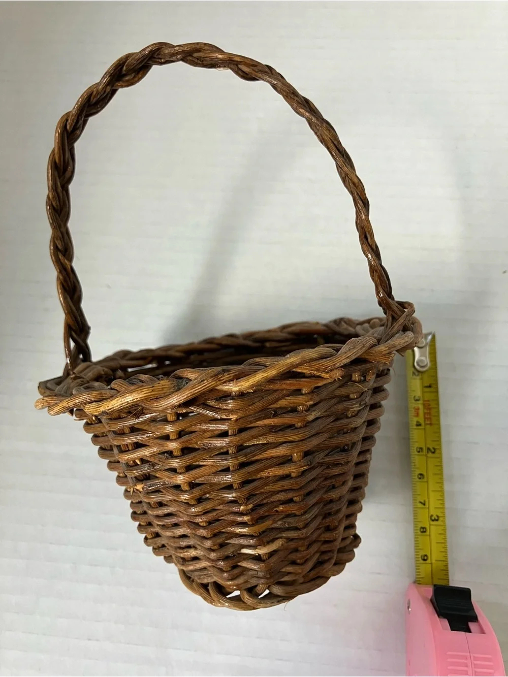 Vintage Brown Woven Duck & Handle Small Baskets Set Brown 5 to 8 Inches Each